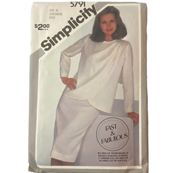 Simplicity 5791 Skirt Jacket Pattern Miss 8-18 Tulip Hem Unlined Straight Wrap - Picture 2 of 5